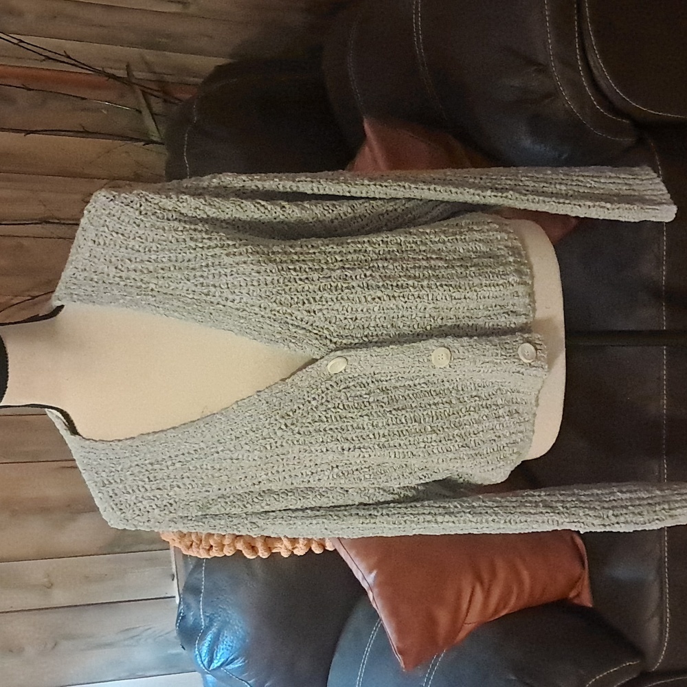 Lulus Warming Up to You Blue Knit Cropped Cardigan Sweater Women Size XL